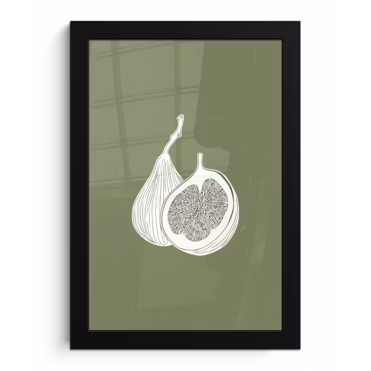 Poster met lijst - Vijgen - Minimalistisch - Getekend - Mosgroen — 1