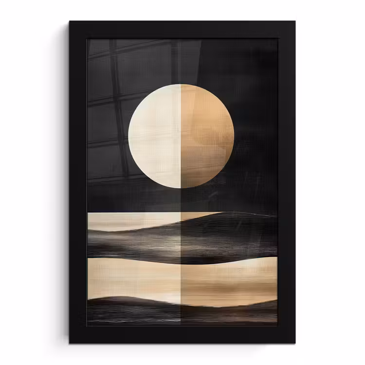 Poster met lijst - Maan - Cirkel - Goud