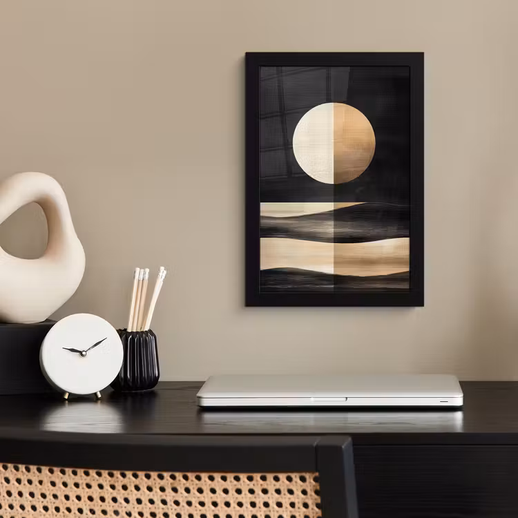 Poster met lijst - Maan - Cirkel - Goud — 2
