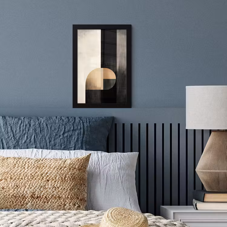 Poster met lijst - Abstracte Geometrische Vormen Zwart Crème — 3
