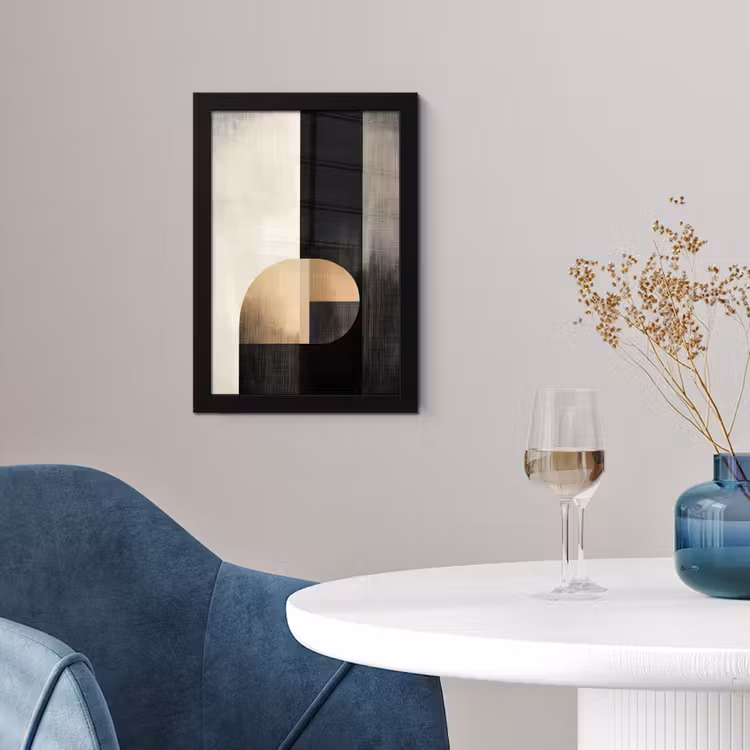 Poster met lijst - Abstracte Geometrische Vormen Zwart Crème — 4
