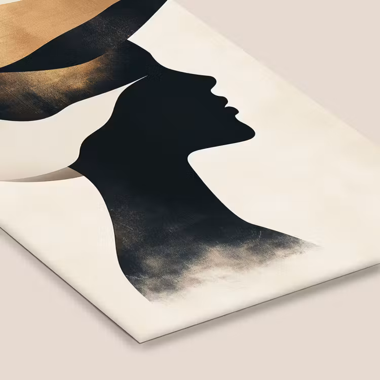 Poster met lijst - Silhouet Vrouw Abstracte Golvende Vormen — 7