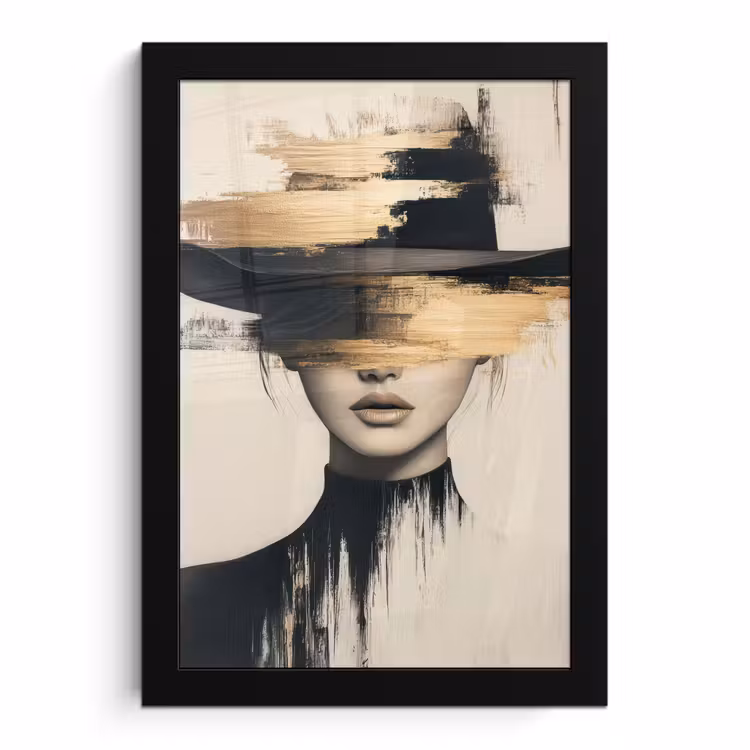 Poster met lijst - Vrouw - Hoed - Verf