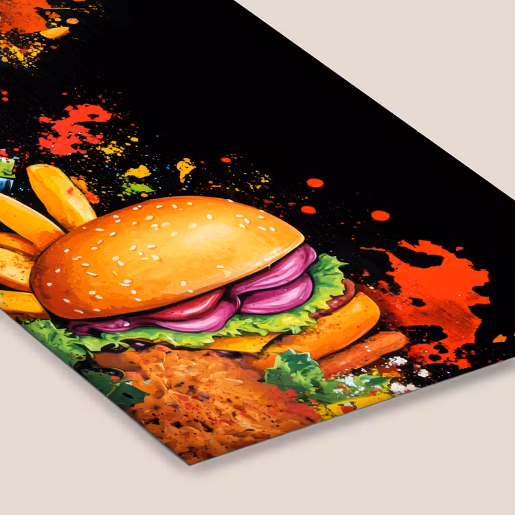 Poster met lijst - Hamburgers Frietjes Zwarte Achtergrond — 7