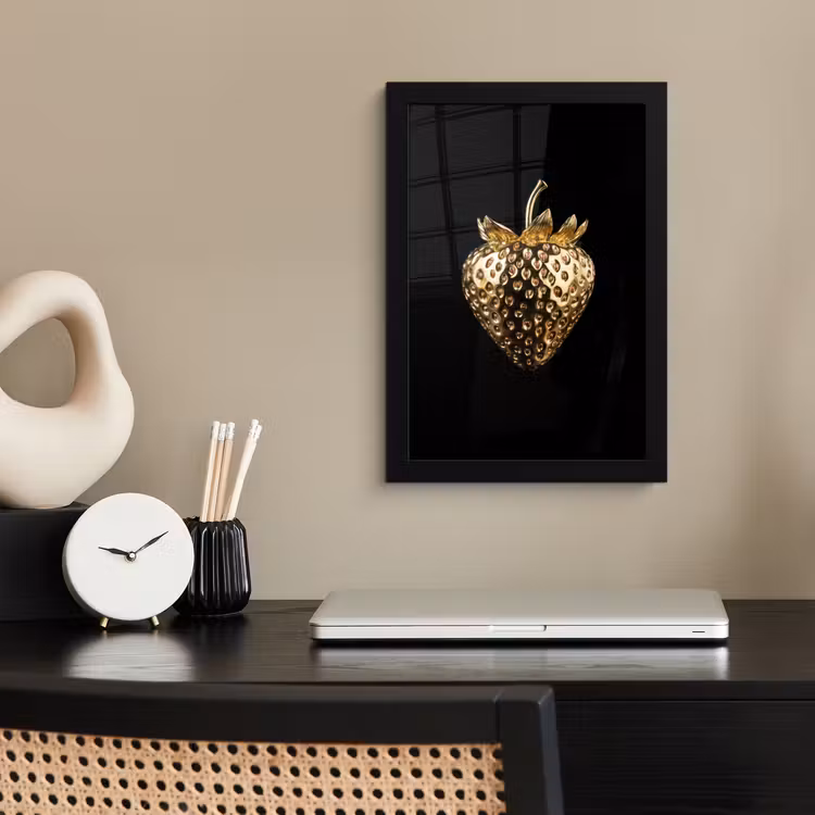 Poster met lijst - Aardbei - Goud - Zwart - Chrome — 2