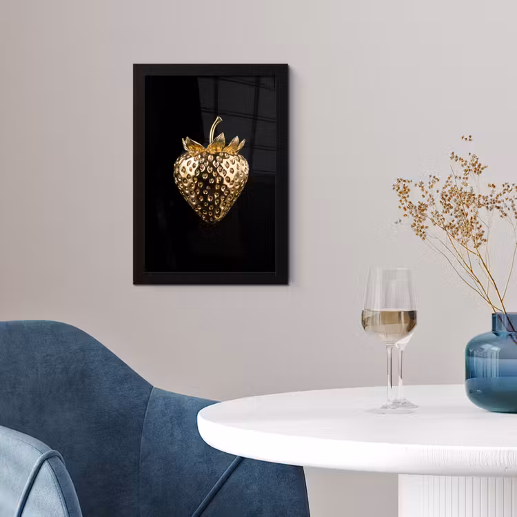 Poster met lijst - Aardbei - Goud - Zwart - Chrome — 4