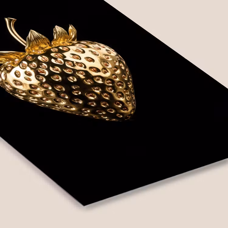 Poster met lijst - Aardbei - Goud - Zwart - Chrome — 7