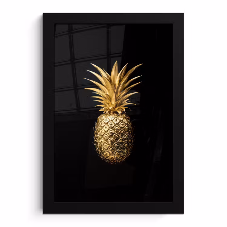 Poster met lijst - Ananas - Zwart - Goud - Luxe — 1