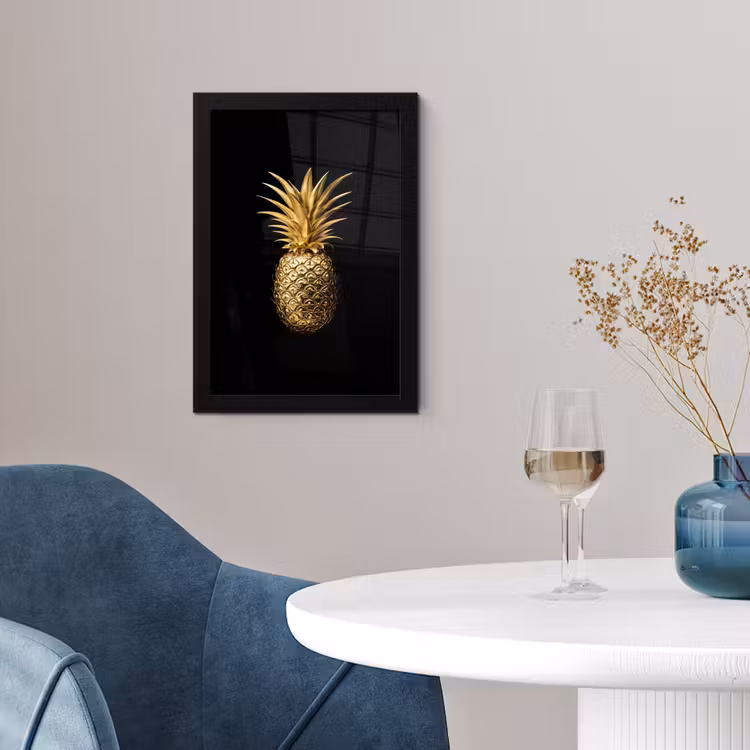 Poster met lijst - Ananas - Zwart - Goud - Luxe — 4