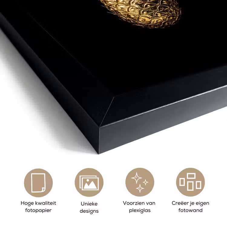 Poster met lijst - Ananas - Zwart - Goud - Luxe — 6