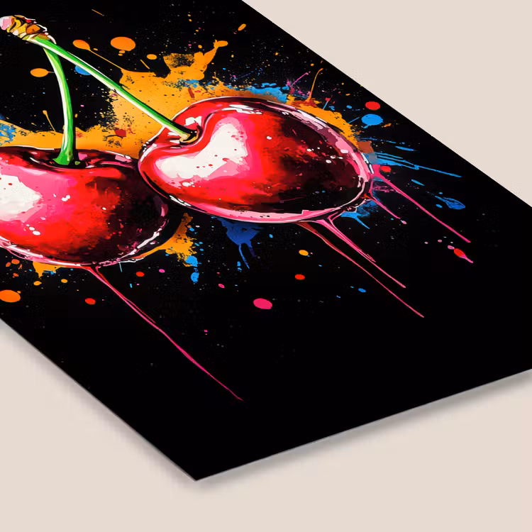 Poster met lijst - Rode Kersen Verfspetters — 7