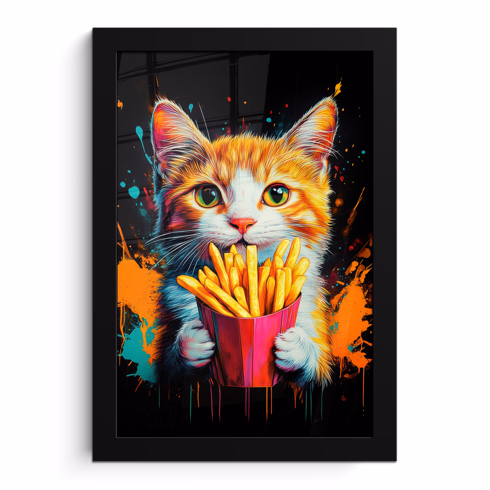Poster met lijst - Kat met Frietjes — 1