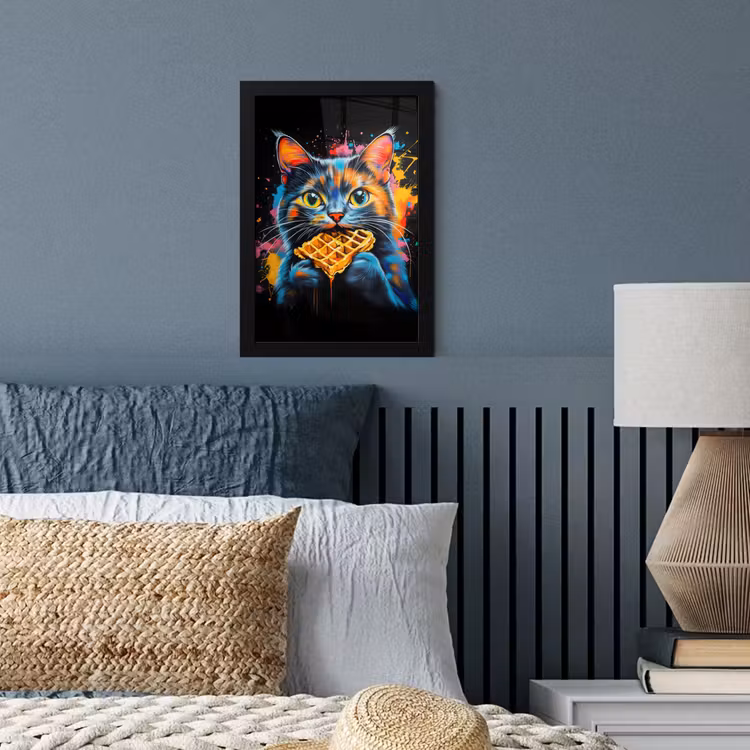 Poster met lijst - Kat - Graffiti - Kleurrijk - Wafel - Eten — 3