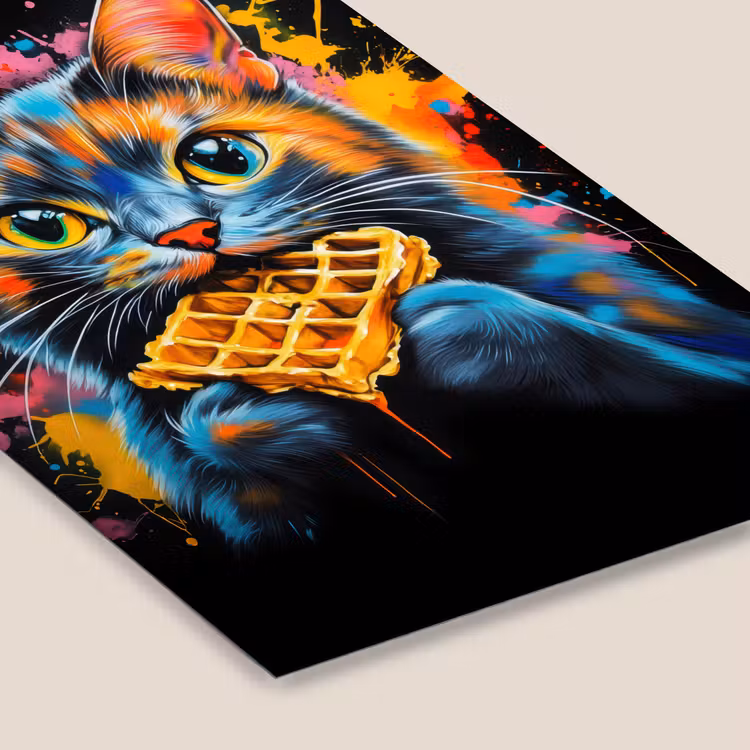 Poster met lijst - Kat - Graffiti - Kleurrijk - Wafel - Eten — 7