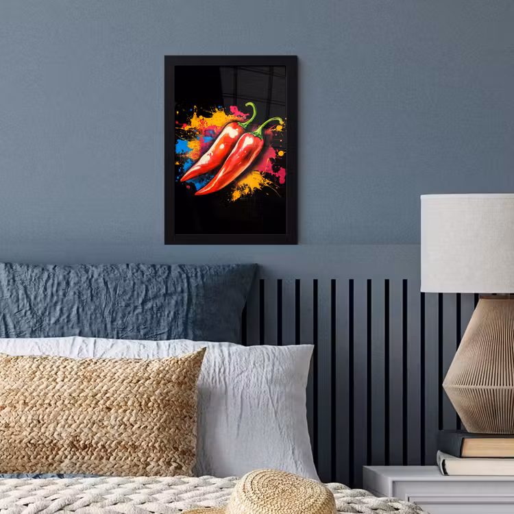 Poster met lijst - Rode Pepers Verfspetters — 3