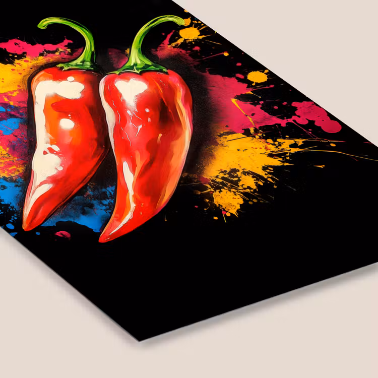 Poster met lijst - Rode Pepers Verfspetters — 7