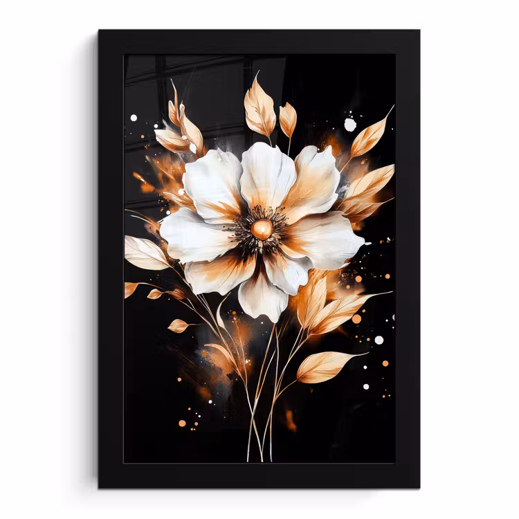 Poster met lijst - Witte Bloem Aquarel