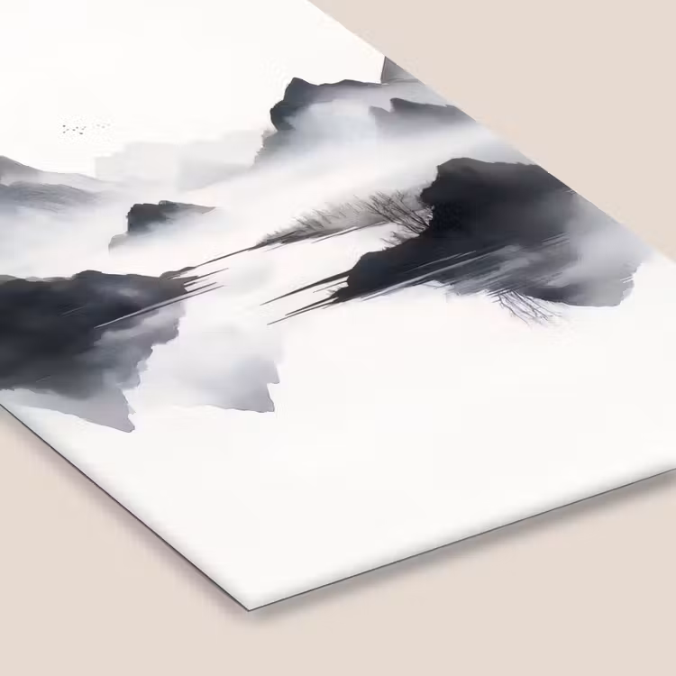 Poster met lijst - Bergen - Mistig - Water - Wit — 7