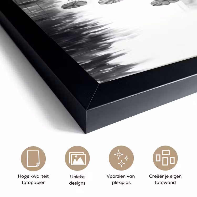 Poster met lijst - Eenden - Waterlelies - Riet - Zwart — 6