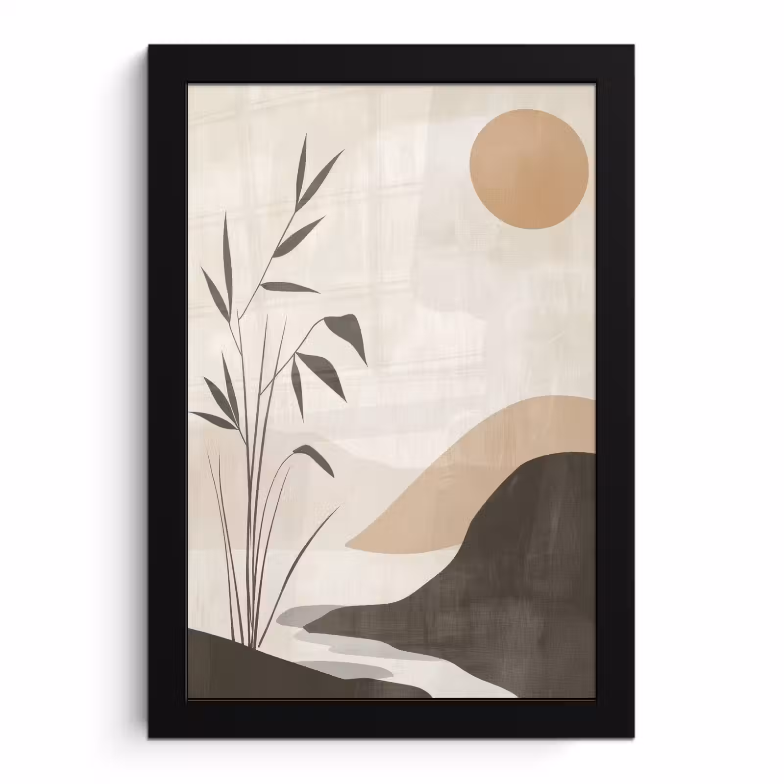 Poster met lijst - Japandi - Landschap - Beige — 1
