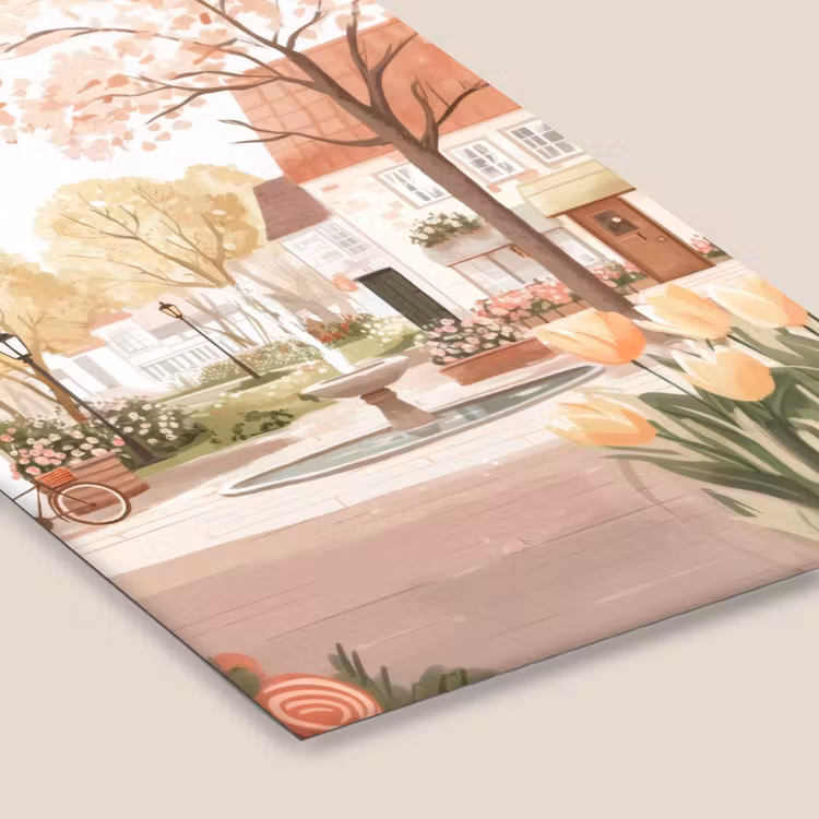 Poster met lijst - Dorpsplein - Fontein - Tulpen — 7