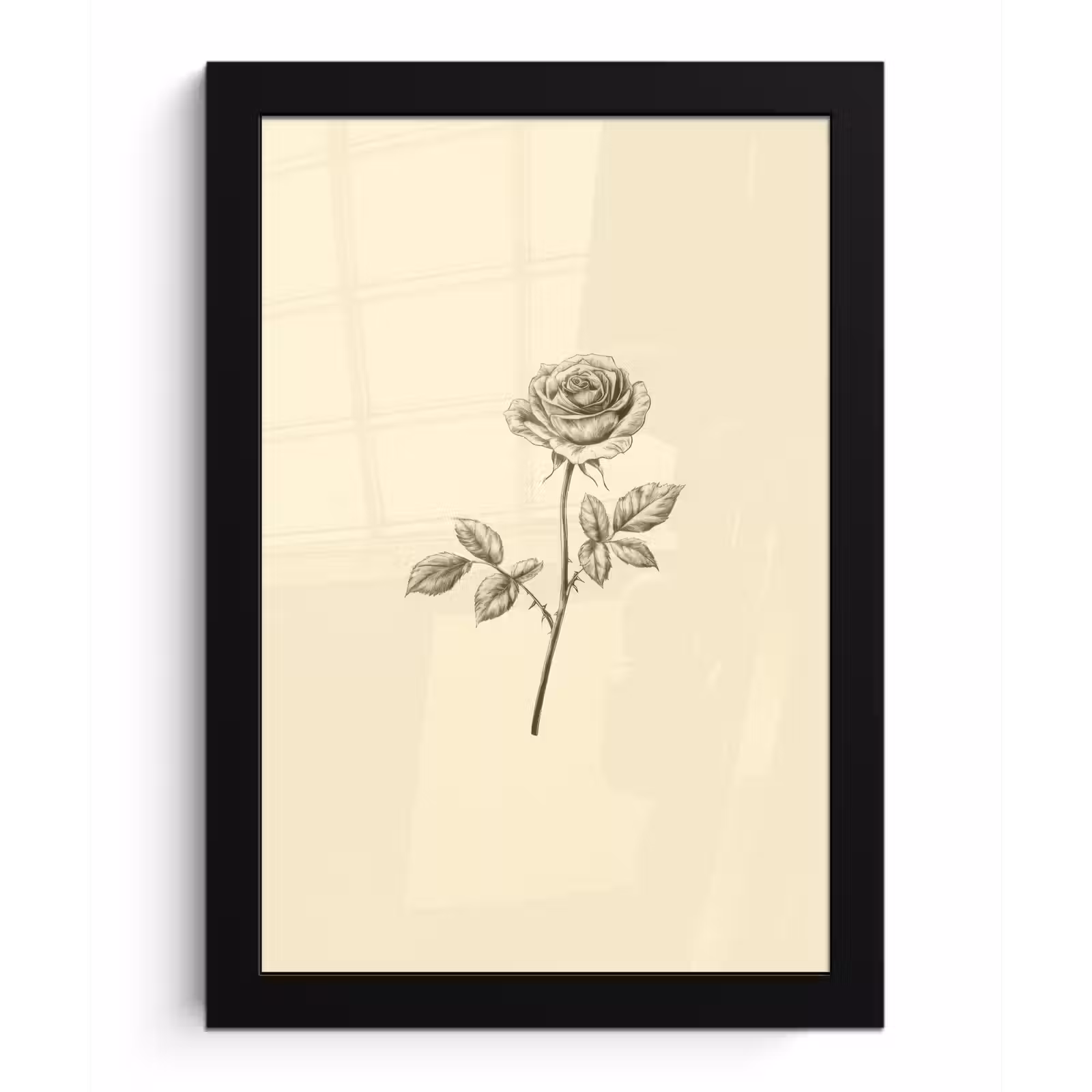 Poster met lijst - Illustratie - Zwart - Roos — 1