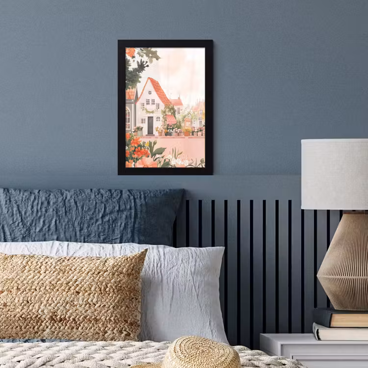 Poster met lijst - Bloemen - Huizen - Dorp — 3