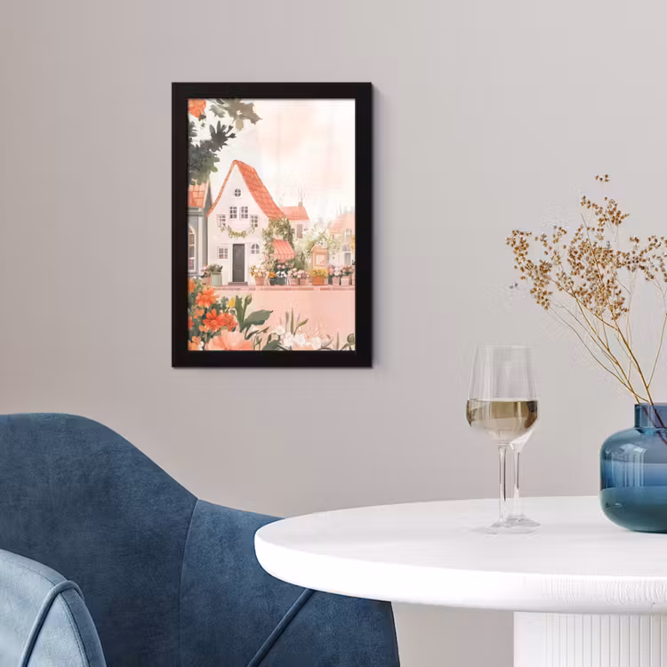 Poster met lijst - Bloemen - Huizen - Dorp — 4