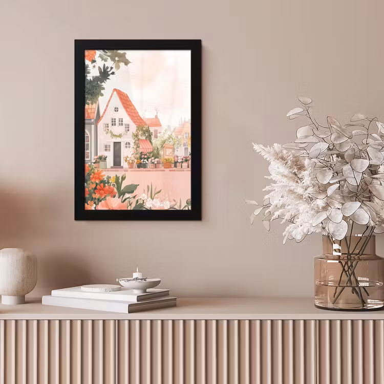 Poster met lijst - Bloemen - Huizen - Dorp — 5
