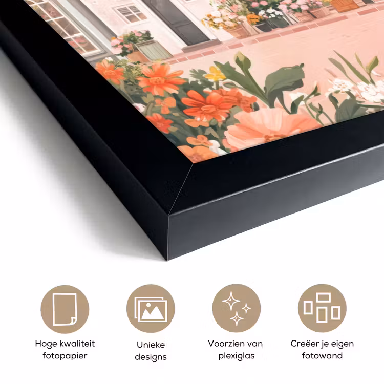 Poster met lijst - Bloemen - Huizen - Dorp — 6