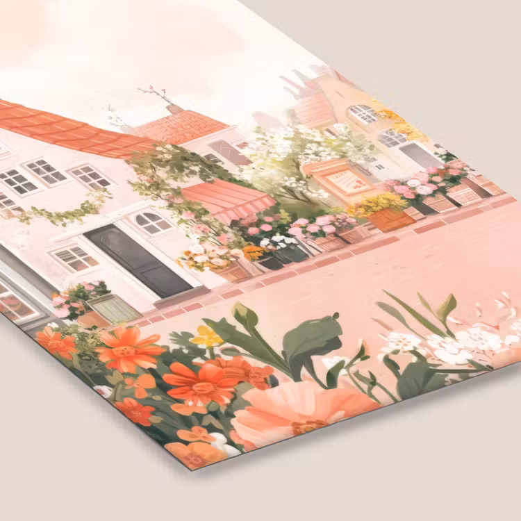 Poster met lijst - Bloemen - Huizen - Dorp — 7