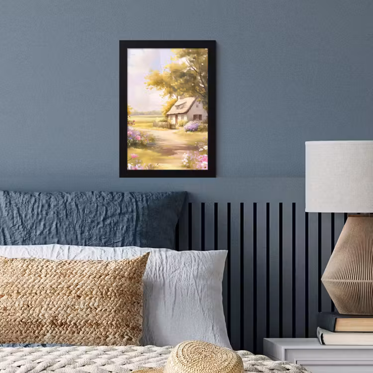 Poster met lijst - Huisje - Hout - Bloemen — 3