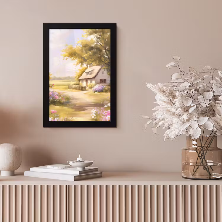 Poster met lijst - Huisje - Hout - Bloemen — 5
