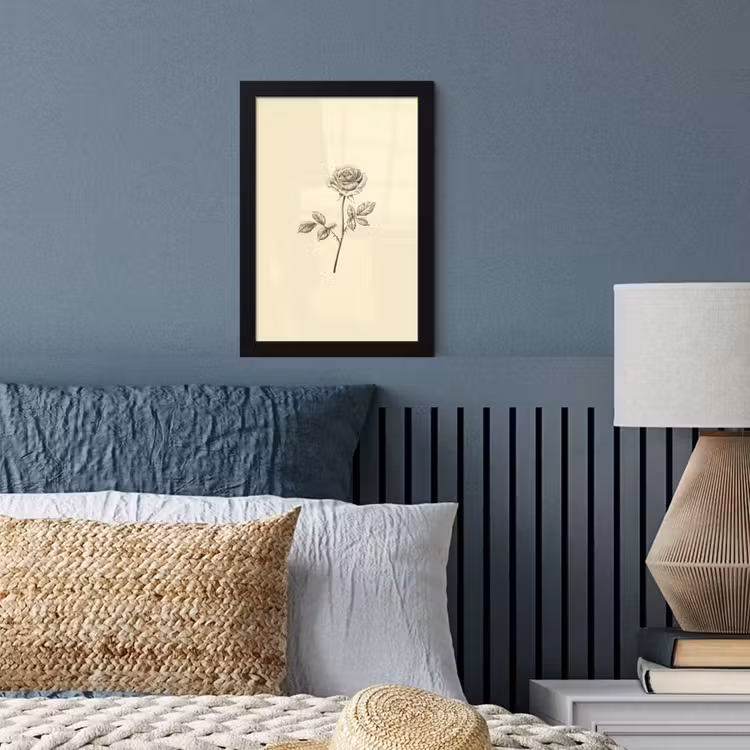 Poster met lijst - Illustratie - Zwart - Roos — 3