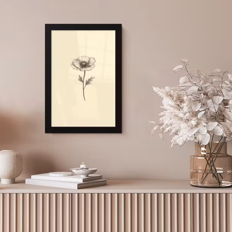 Poster met lijst - Klaproos - Illustratie - Zwart — 5