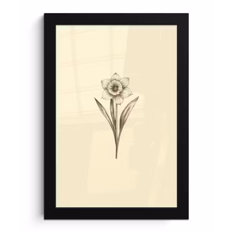 Poster met lijst - Zwart - Narcis - Illustratie — 1