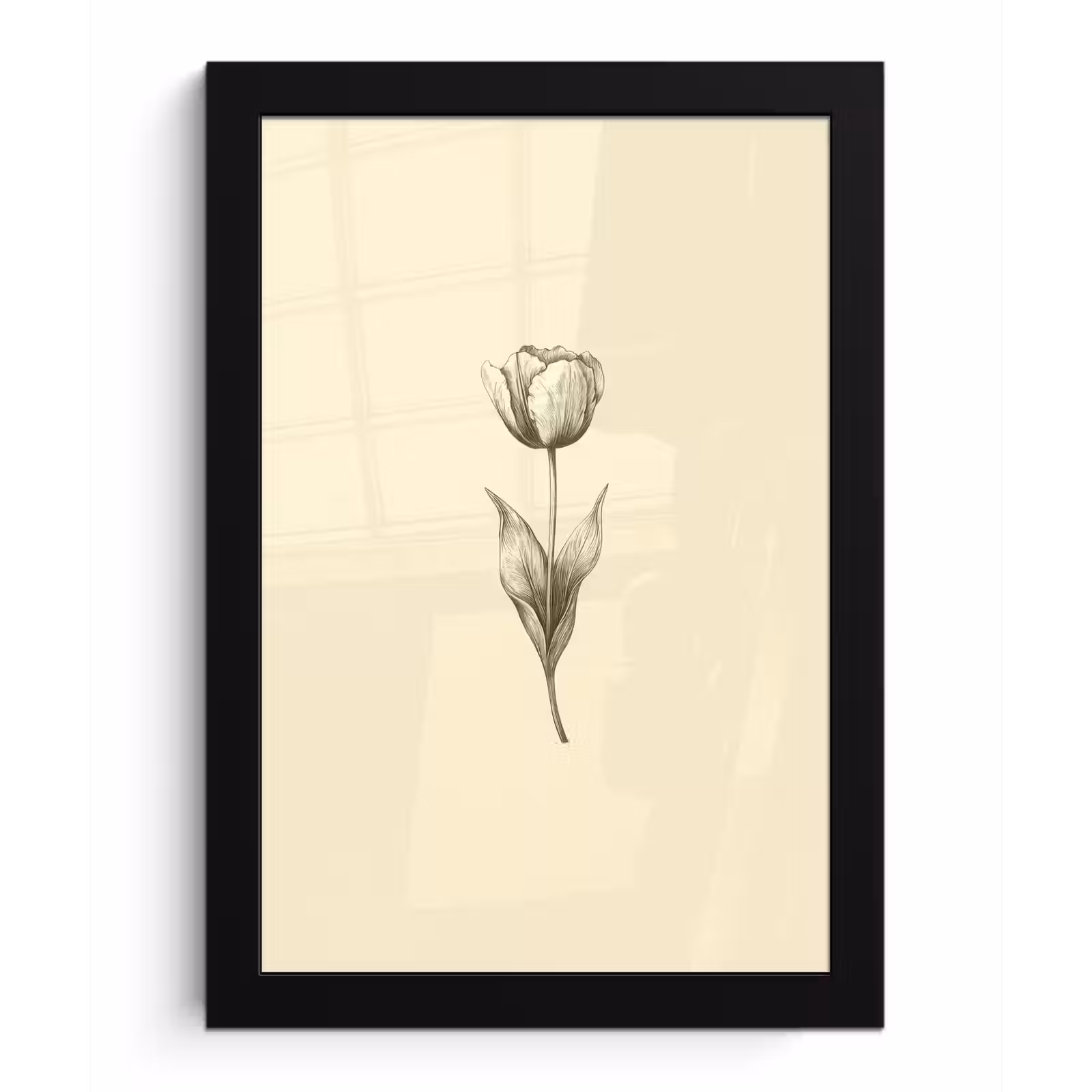 Poster met lijst - Illustratie - Tulp - Zwart — 1