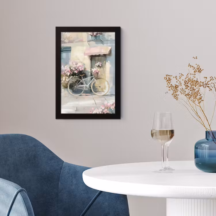Poster met lijst - Fiets - Pastelkleuren - Bloemen — 4