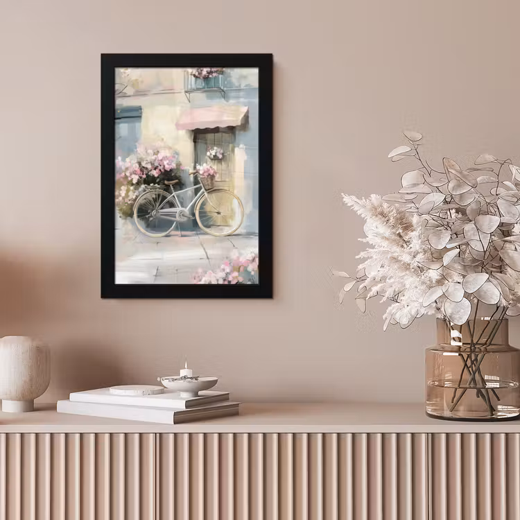 Poster met lijst - Fiets - Pastelkleuren - Bloemen — 5