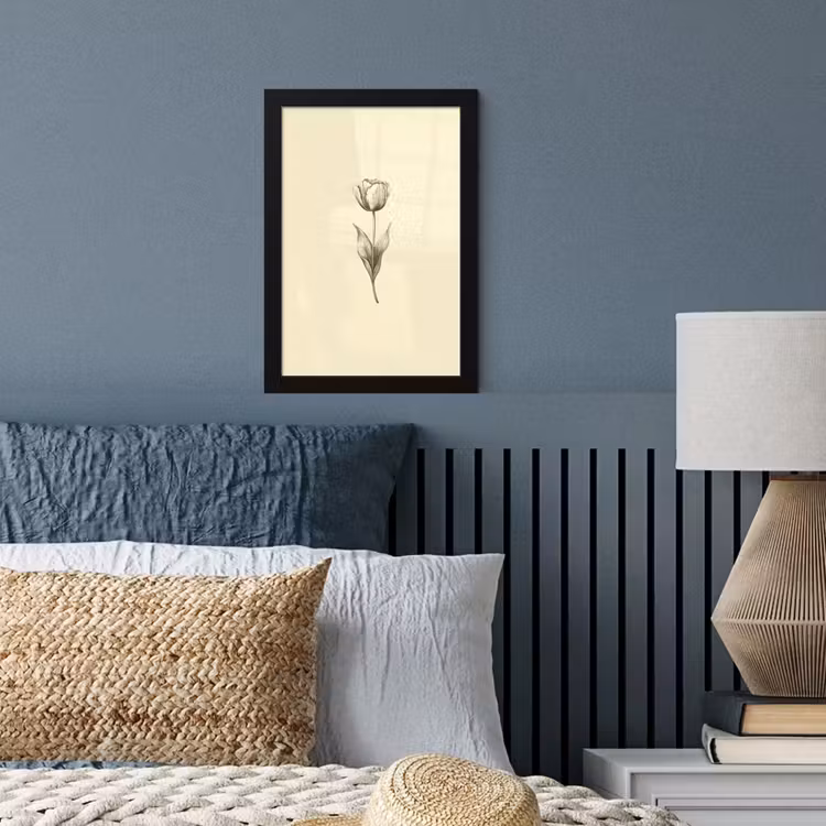 Poster met lijst - Illustratie - Tulp - Zwart — 3