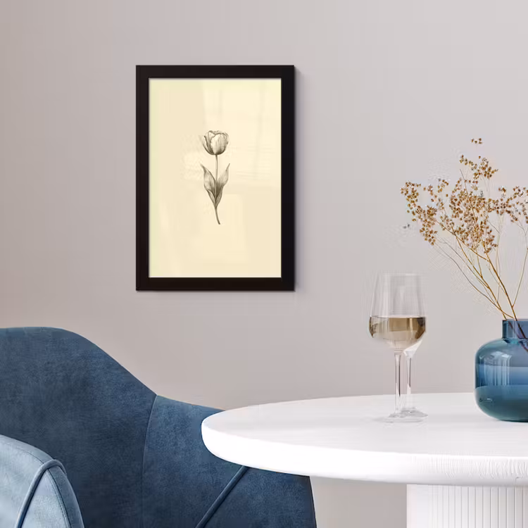 Poster met lijst - Illustratie - Tulp - Zwart — 4