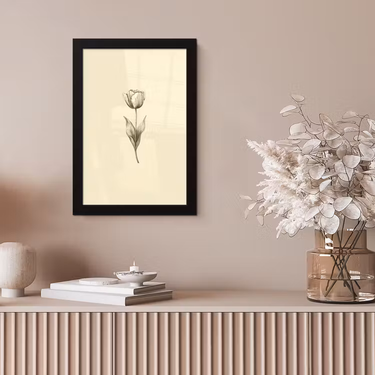 Poster met lijst - Illustratie - Tulp - Zwart — 5