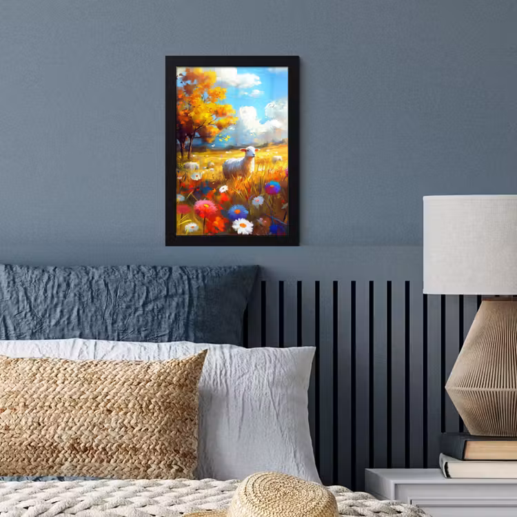 Poster met lijst - Schaap - Weide - Bloemen — 3