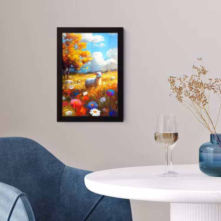 Poster met lijst - Schaap - Weide - Bloemen — 4