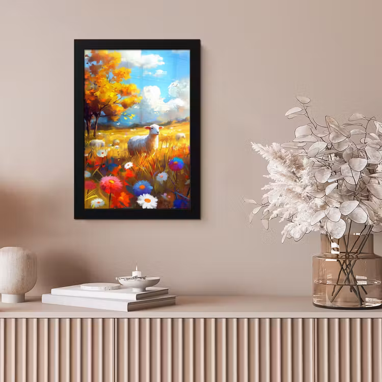 Poster met lijst - Schaap - Weide - Bloemen — 5
