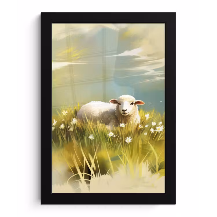Poster met lijst - Schaap - Weide - Groen — 1