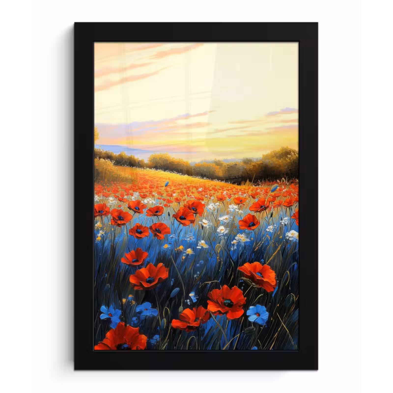 Poster met lijst - Klaproos - Bloemenveld - Kleurrijk — 1
