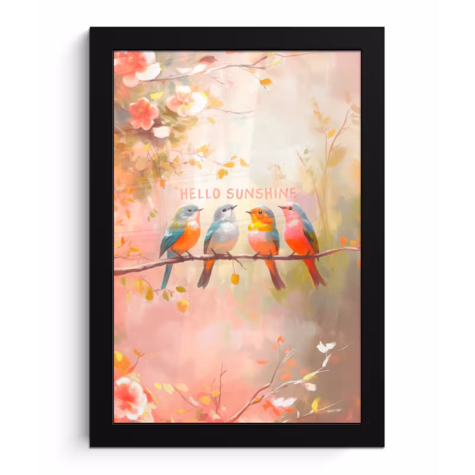 Poster met lijst - Vogels - Tak - Quote - Roze — 1