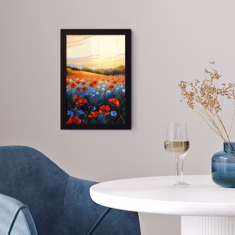 Poster met lijst - Klaproos - Bloemenveld - Kleurrijk — 4
