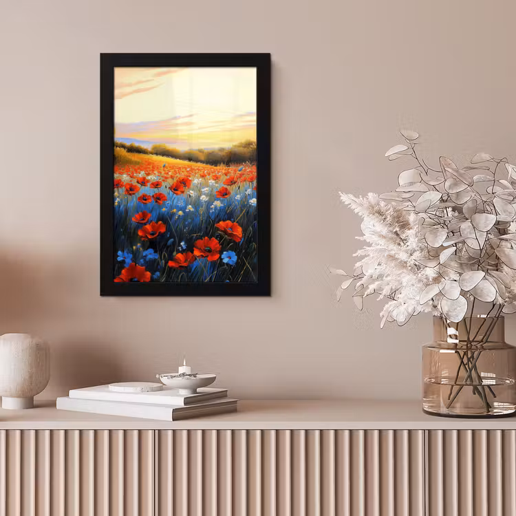 Poster met lijst - Klaproos - Bloemenveld - Kleurrijk — 5